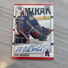Mike Richter 1990-91 Score #74 Rookie Card RC ON CARD AUTO STEINER AUTHENTICATED