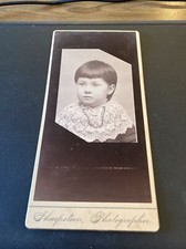 Antique Cabinet Photo, Child Girl with short Hair, lace Collar Sharpsteen Photo