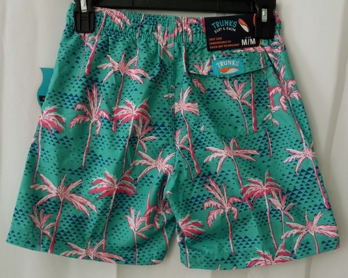 Boys Size M Green Elastic Waist Drawstring Printed Palms Trunks shorts ~ New - Picture 4 of 5