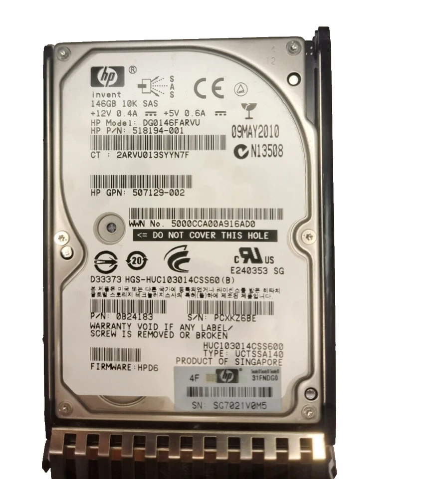 0B24183 HP 146GB 10K SAS Dual Port 2.5HDD with Caddy 418399-001 - Image 2 of 4