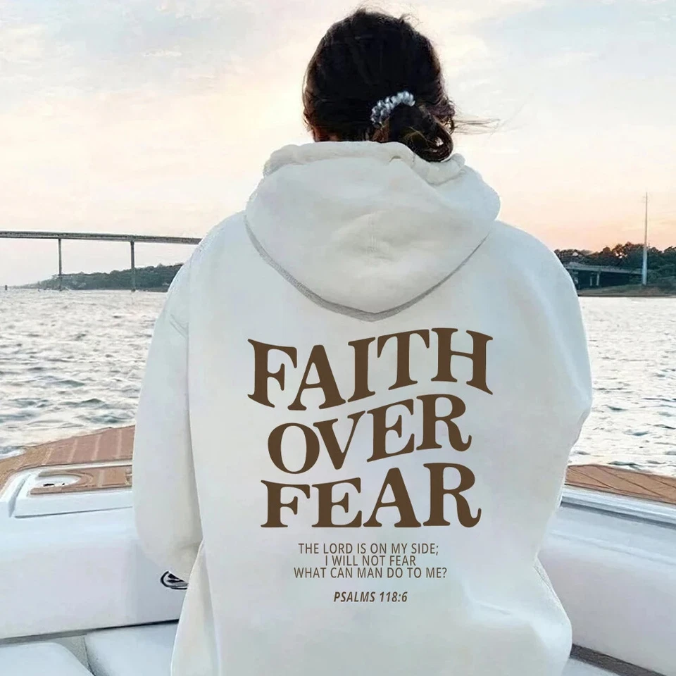 Sudadera con capucha cristiana Faith Over Fear Foto 4 de 4