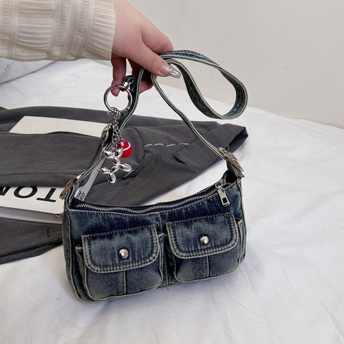 Retro Denim Handbag Spicy Girl Shoulder Bag Fashionable And Simple Underarm Bag - Picture 13 of 14