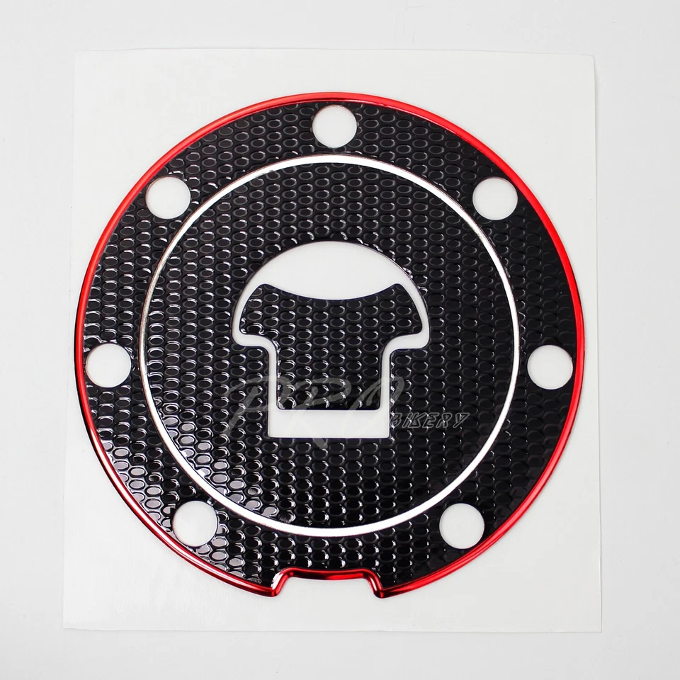 Almohadilla protectora de tapa de combustible para tanque de gasolina para 03+ CB/CBR1000RR/CBR600RR cromo rojo + negro Foto 4 de 4