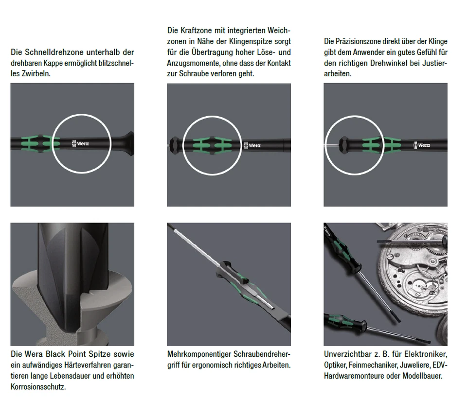 WERA Kraftform Micro Innensechskant Schraubendreher Hex 0,7 / 0,9 / 1,3 / 1,5mm - Bild 2 von 2