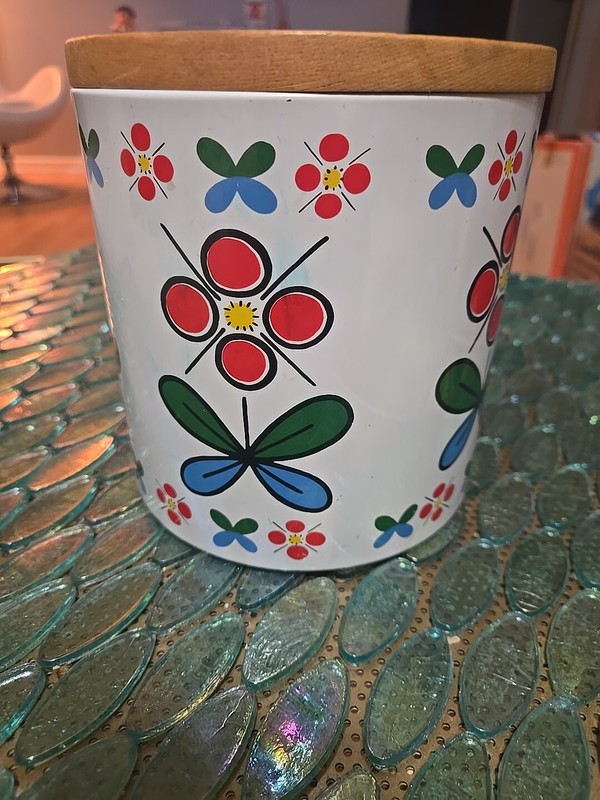 Rare Vintage (Gail Craft) Wooden & Metal Canister Hippie Dippie Trippie