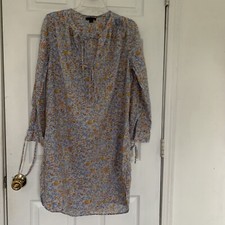 J. CREW Beach Dress Womens Medium Tunic Lightweight Tie Front Afternoon Floral