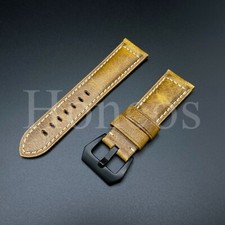 22 24 MM Yellow Leather Watch Strap Fits for Panerai PAM Sub Luminor Black