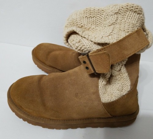 UGG TAN \u0026 Brown Suede SWEATER BOOTS W 
