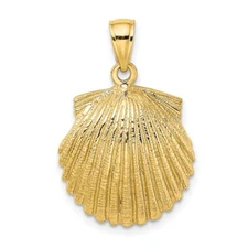 14K Yellow Gold 2-D Scallop Shell Pendant K7394