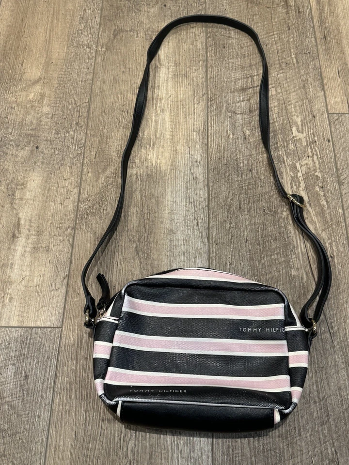 Tommy Hilfiger Bolso de Mano Bandolera Cartera Mensajero RAYAS ROSA AZUL Foto 3 de 4