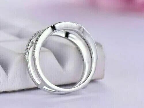 2 Ct Round Cut Simulated Diamond Women's Enhancer Ring 14k White Gold ...