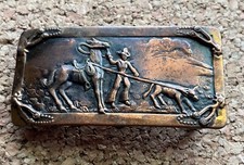 Vintage Hand Hammered Repousse Copper Cowboy Western Belt Buckle