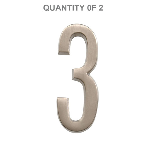 Hillman Distinctions 4-In. Adhesive Nickel House Number 3 2-Pack 843283