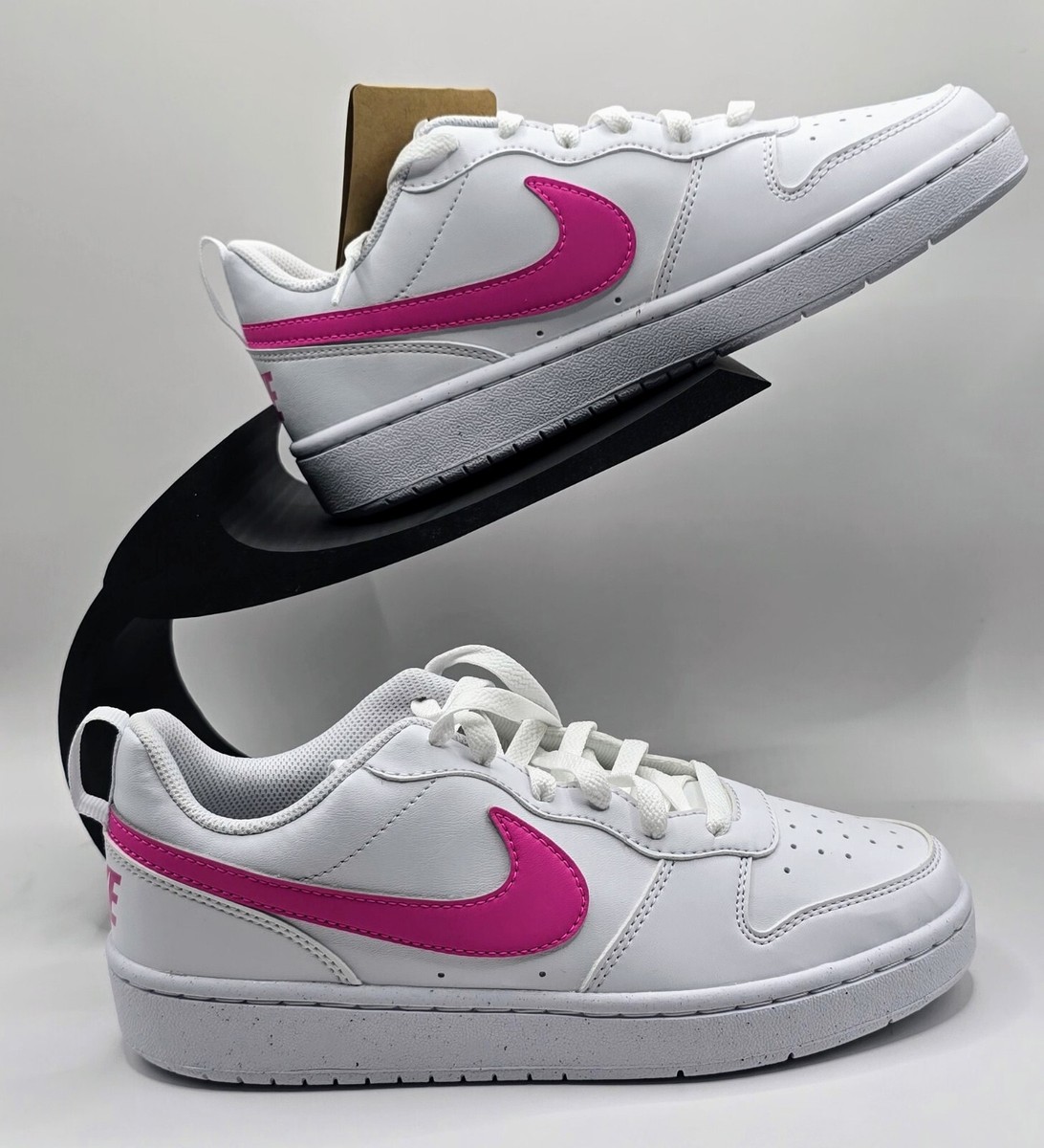 NIKE Court Borough Low Recraft (GS) White/Pink Size 6Y Sneaker