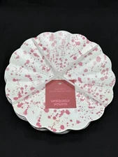 Uniquely Yours Set Of 4 Melamine Plates Pink Splatter NWT