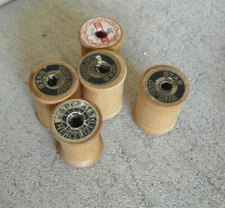 Lot of 5 Vintage Wood Thread Spools Star and J&P Coats