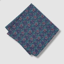Bar III Men's Blue Floral Plaid Handkerchief Cotton Pocket Square Hanky