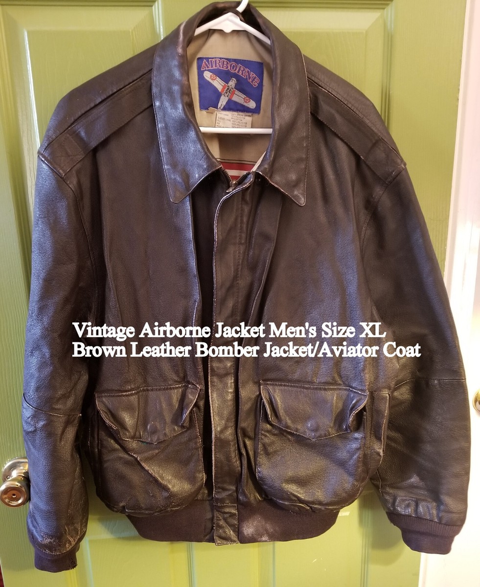 Mens Jackets Airborne Leather Jacket Airborne Mens Brown Long