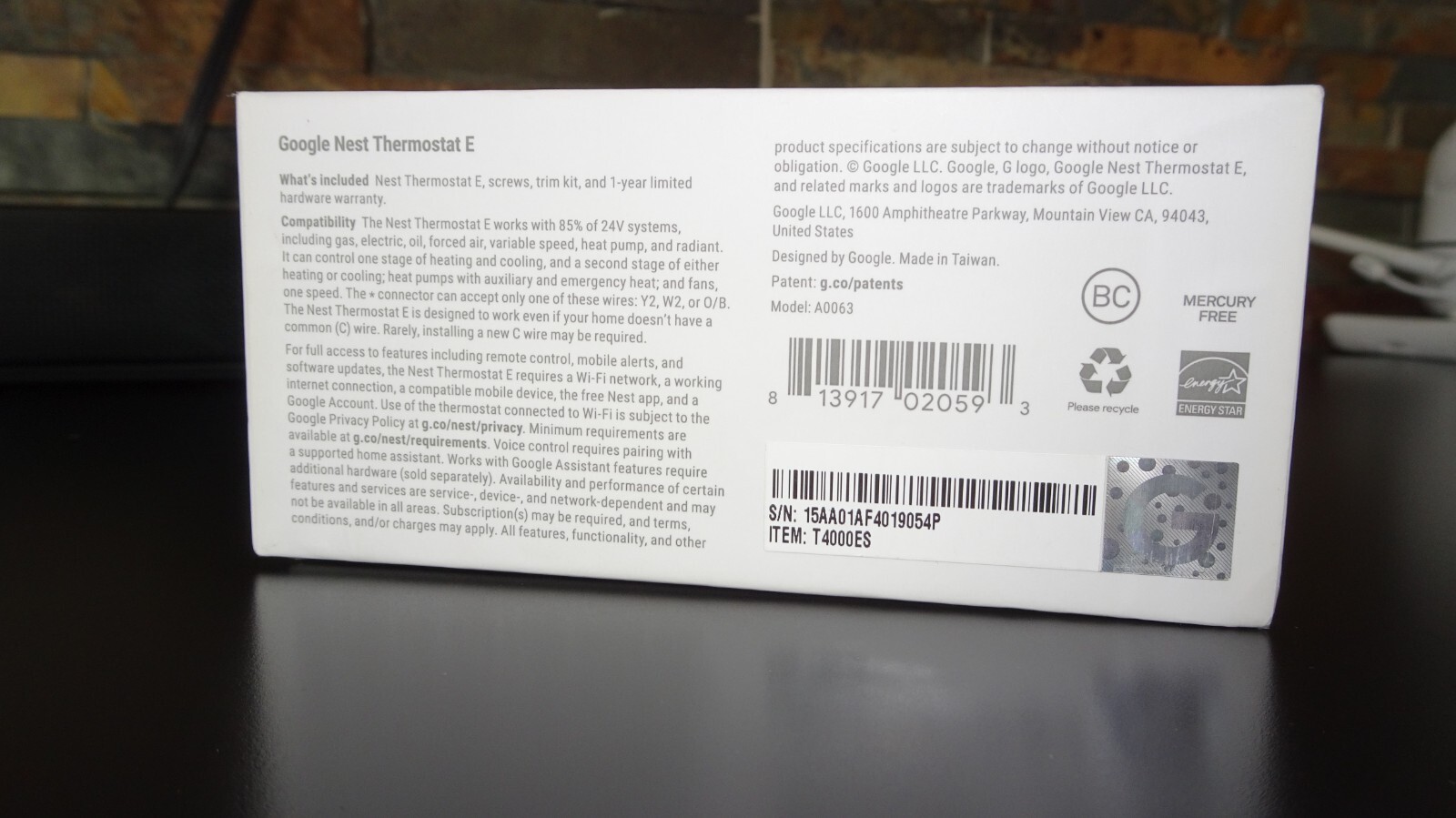 Google Nest Thermostat&nbsp;E - White (T4000ES) *Missing Wiring/Accessories* #209
