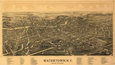 14" x 24" 1891 map of Watertown, New York Watertown, N.Y