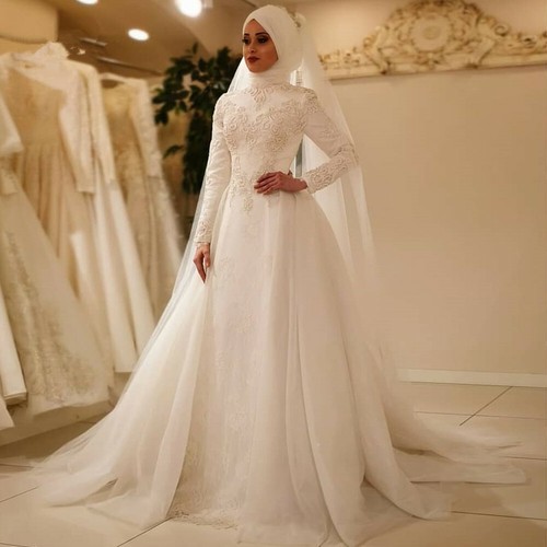 White Wedding Dress Mermaid Beaded 