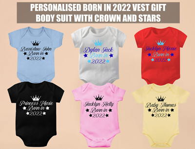 Personalised Born in Romper Baby Suit Newborn Baby Boy Girl