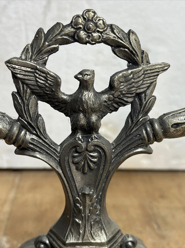 ￼ Chandelier Allemand, paire de bougeoir ancien en regule Tête D’aigle N.6 - Photo 4/4