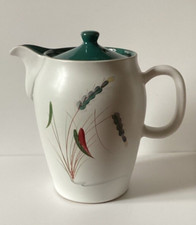 Vintage Denby Stoneware Coffee Pot Greenwheat Pattern.