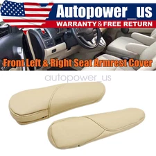 2PCS Front Seat Armrest Cover Skin Leather Tan For 2007 2008 2009 Honda CR-V CRV
