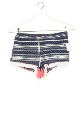 MANGO Hotpants Ethno Print Fringes S blue