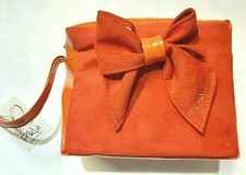Portatrucchi Donna Pikla Arancione con Fiocco Tessuto vellutato NUOVO