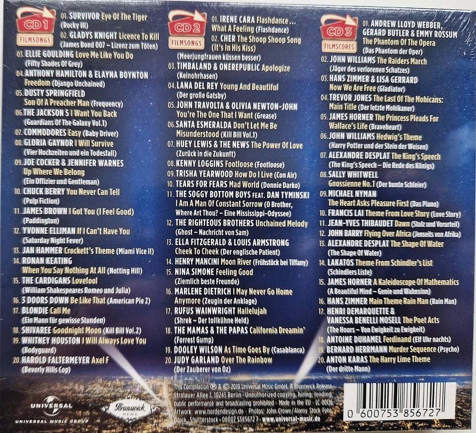 60 Movie Hits, Harry Potter, Braveheart, Shrek, 3 CD's, 60 Songs, NEU/OVP - Bild 2 von 2