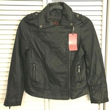 New York Yoki Unisex Youth Kids Childrens Faux Leather Bomber Jacket Size 8-10 M