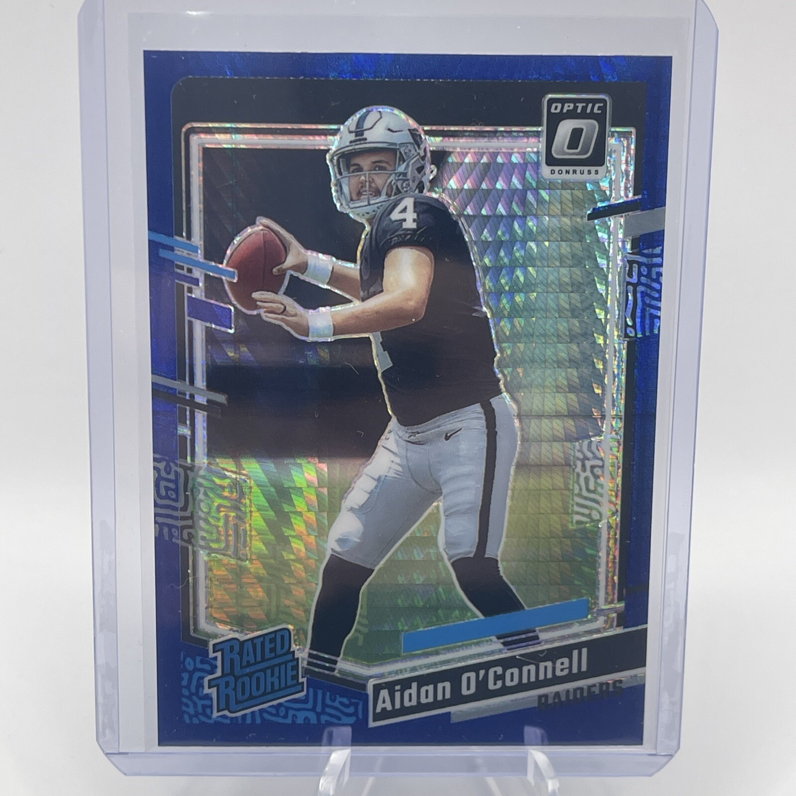 2023 Donruss Optic Blue Holo Rated Rookie Aidan O'Connell #258