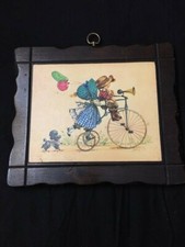 VINTAGE HOLLY HOBBIE WOOD PLAQUE PICTURE 