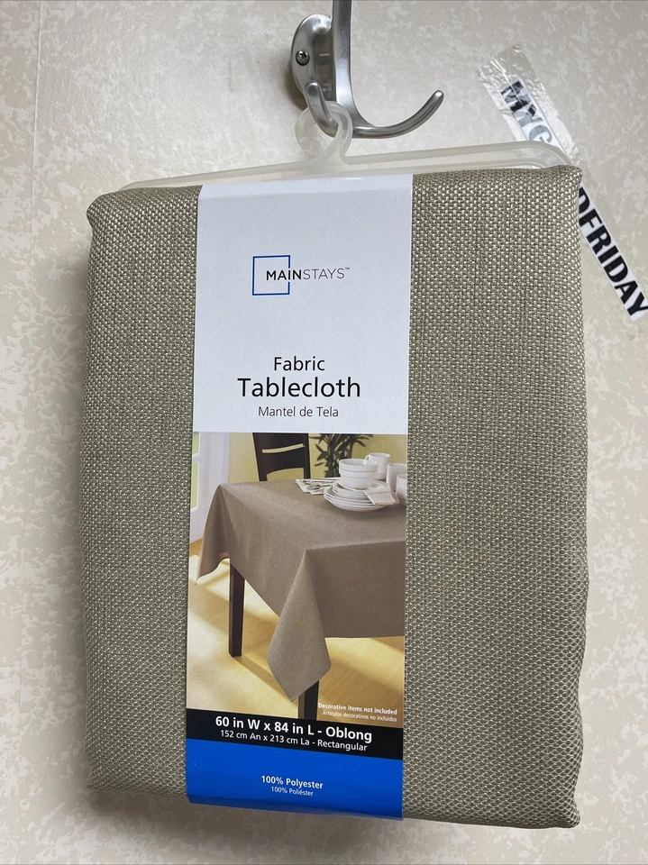 Tan Brown Cloth Fabric Tablecloth 60"W x 80"L Rectangle Brownstone Kitchen Table - Image 4 of 4