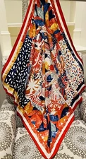 Silky twill satin  scarf square 35"×35". 90cm × 90cm silk feeling scarf, Multi