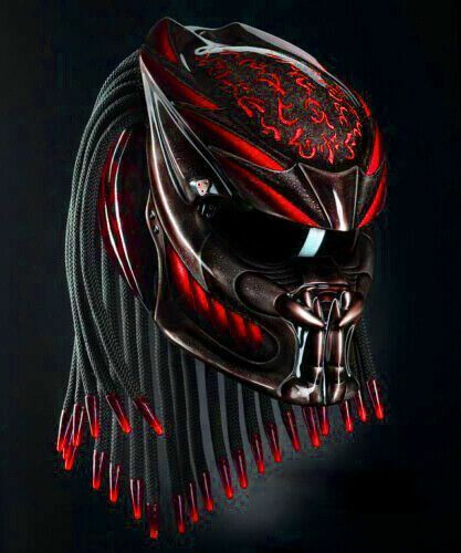 THE PREDATOR HELMET CUSTOM RED FIRE ( DOT & SNELL CERTIFIED ) - Picture 1 of 5