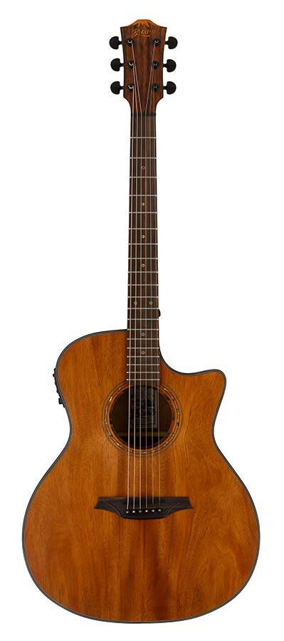 Guitarra Bromo BAT2MCE Serie Tahoma Caoba Amara Ébano Gigbag Preamplificador y Sintonizador