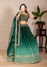 Latest Indian Designer Shimmer Silk Lehenga Choli With Dupatta Wedding Wear