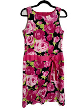 Talbots Flower Sheath Pink Dress with Pink Ribbon Size 6 Party Cocktail