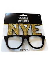 NYE Black Party Glasses Gold Glitter New Year  s Eve Celebration Eyewear Fun Gear