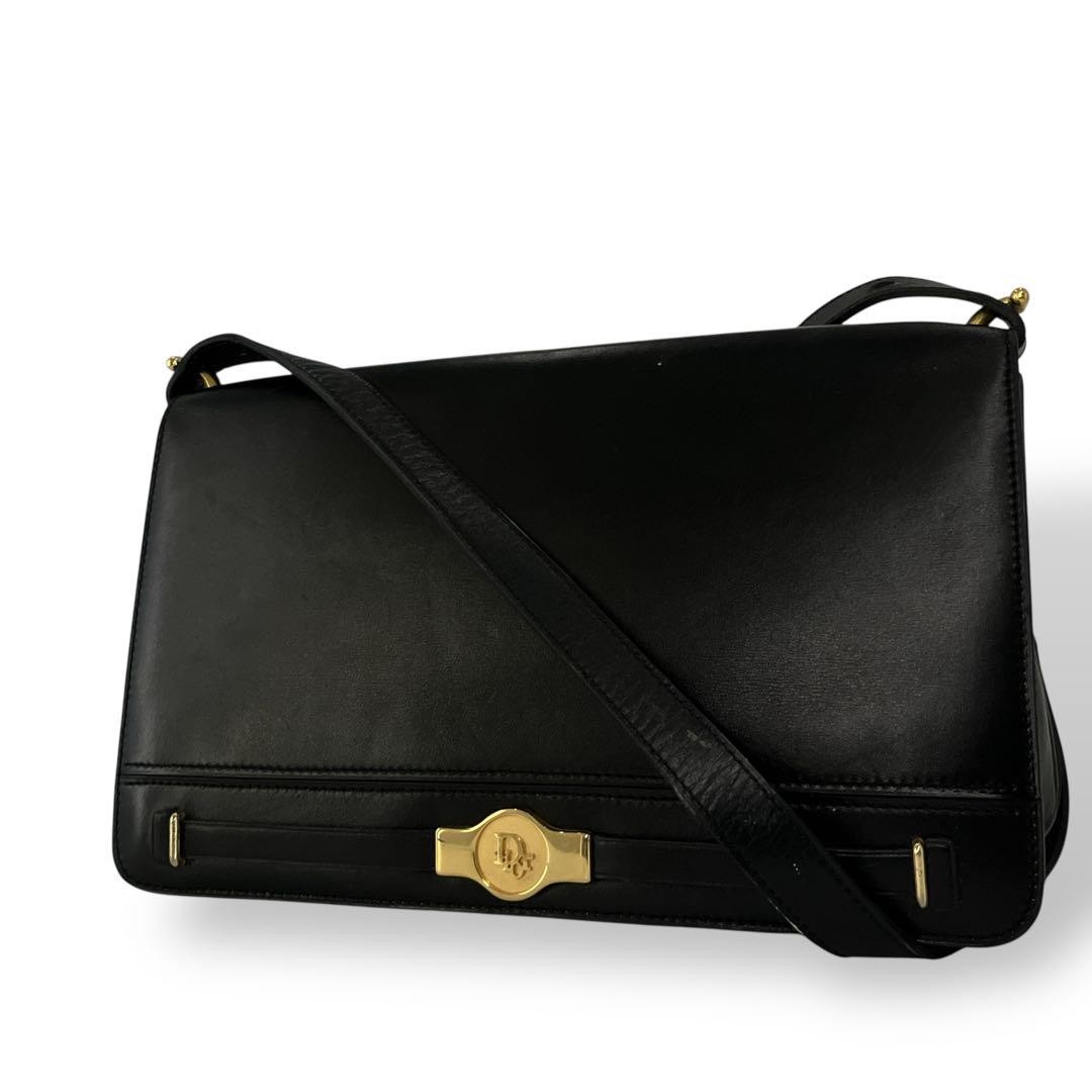 Dior CD Logo Black Leather Shoulder Bag Authentic F07151338
