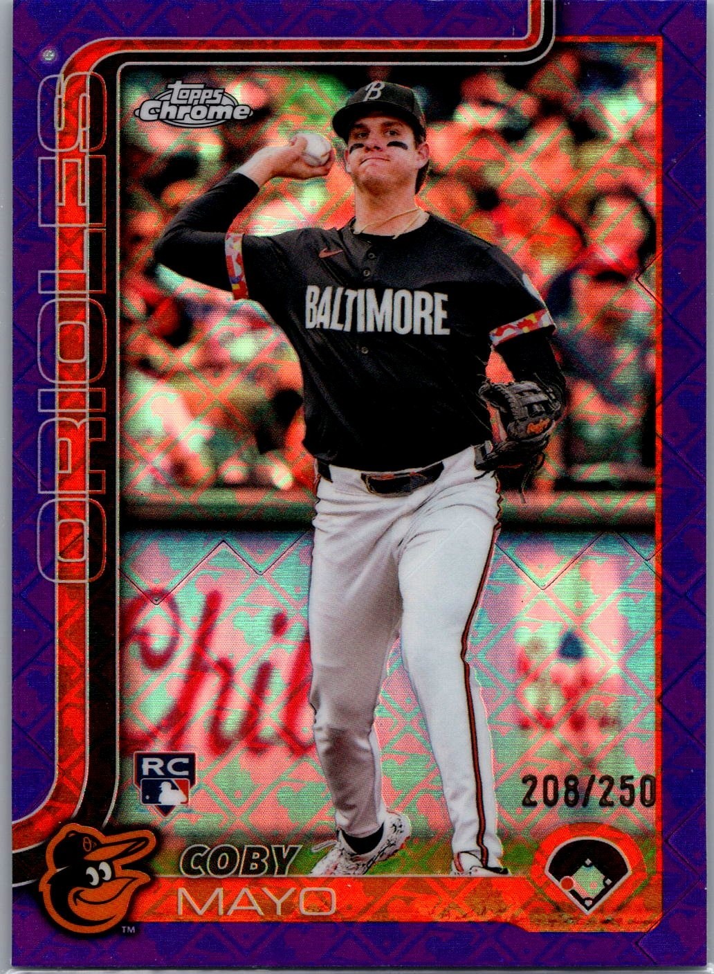 2025 Topps Chrome - Coby Mayo #120 Purple Refractor /250 (RC) Orioles