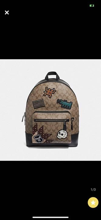 Coach Keith Haring Black Canvas Patchwork Backpack Rucksack 38cm Pre-Owned