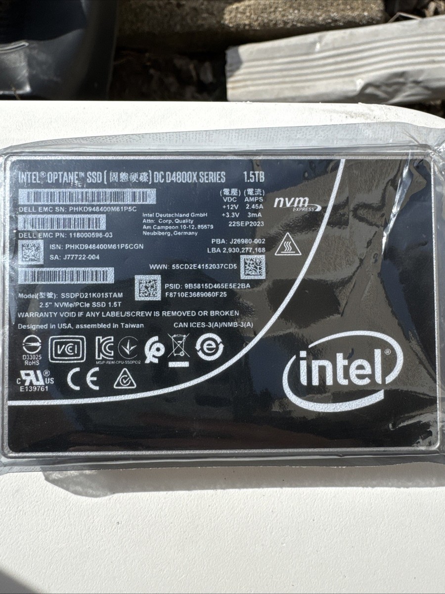 EMC Intel 1.5TB Optane DC D4800X NVMe PCIe 3.0 SSD SSDPD21K015TAM