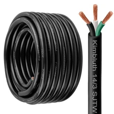14 Gauge 3 Conductor Wire SJTW Outdoor Extension Power Cable 50FT, 14/3 Wire ...
