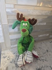 WB Looney Tunes Marvin Martian K-9 GREEN DOG AS REINDEER 7" Bean Bag Animal NEW