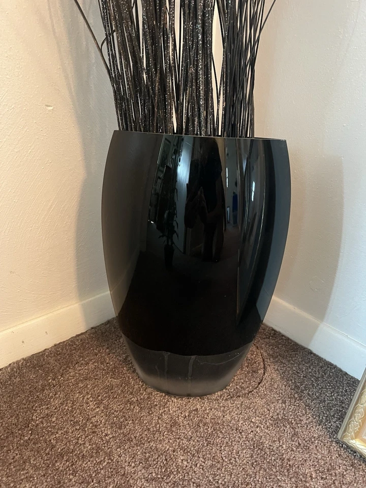 Изогнутая черная стеклянная ваза Lily of the Valley из песка 12 дюймов Идеальное состояние товара - Изображение 4 из 4