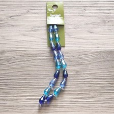 Bead Landing Teardrop Beads Blue Luster Glass Faceted Drop 12x8 mm Iridescent